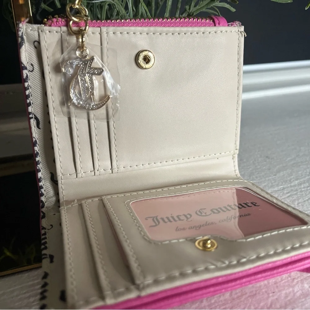 Juicy Couture Lovely Day Bifold Wallet Juicy Pink Studded Heart NWT